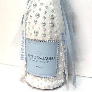 LaMarca Prosecco **Empty customized bottle** 750 ml customized bottle with pearls/Rhinestones, Custom Label & Personalized Ribbon.