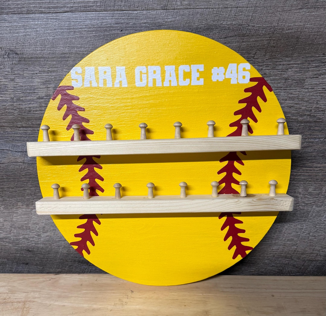 Display Racks For Softball Rings Softball Ring Display, Softball Display, Softball Decor, Giant Softball ...