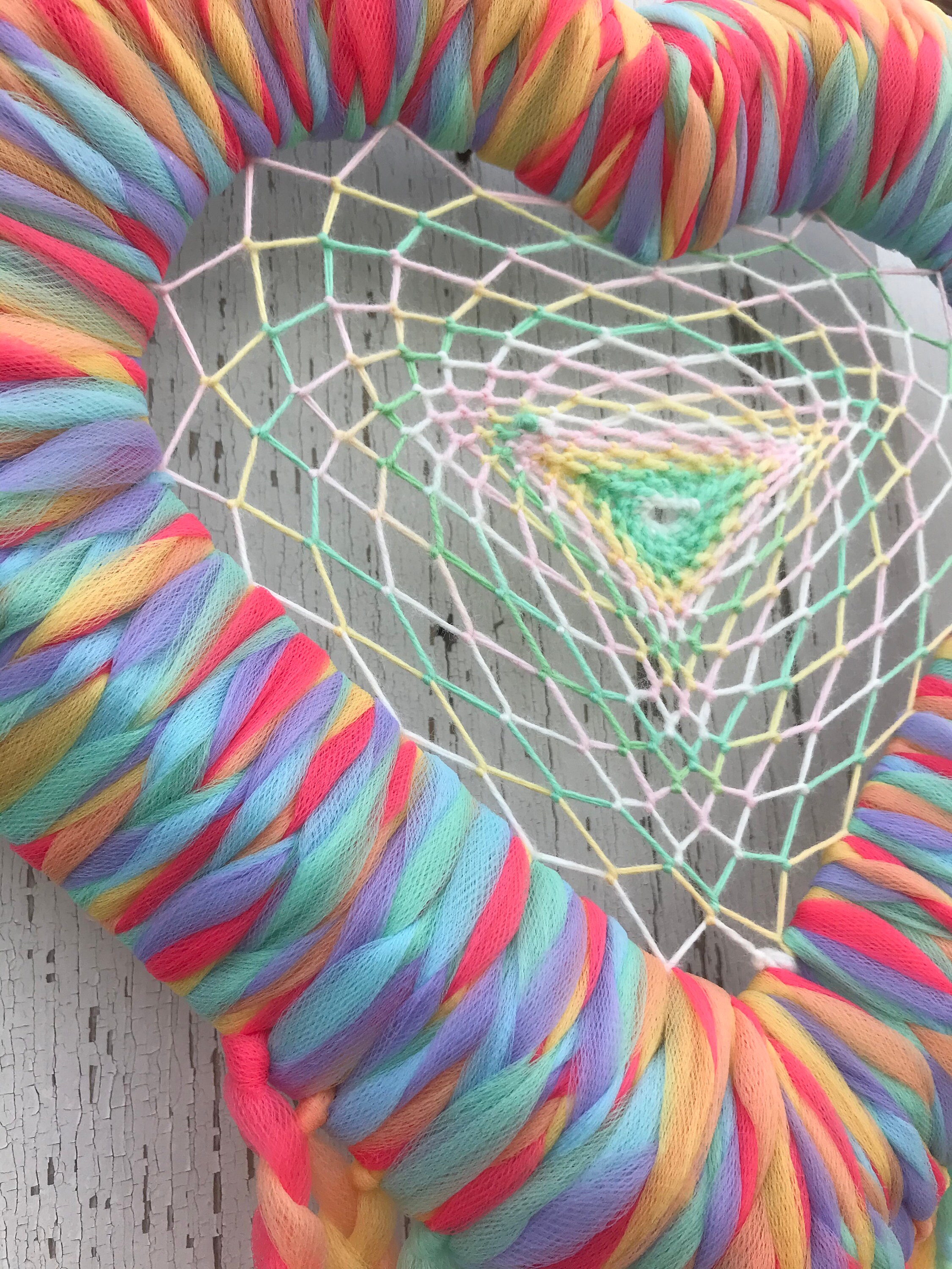 Handmade Heart Shaped Dream Catcher Rainbow Pride Colors Etsy