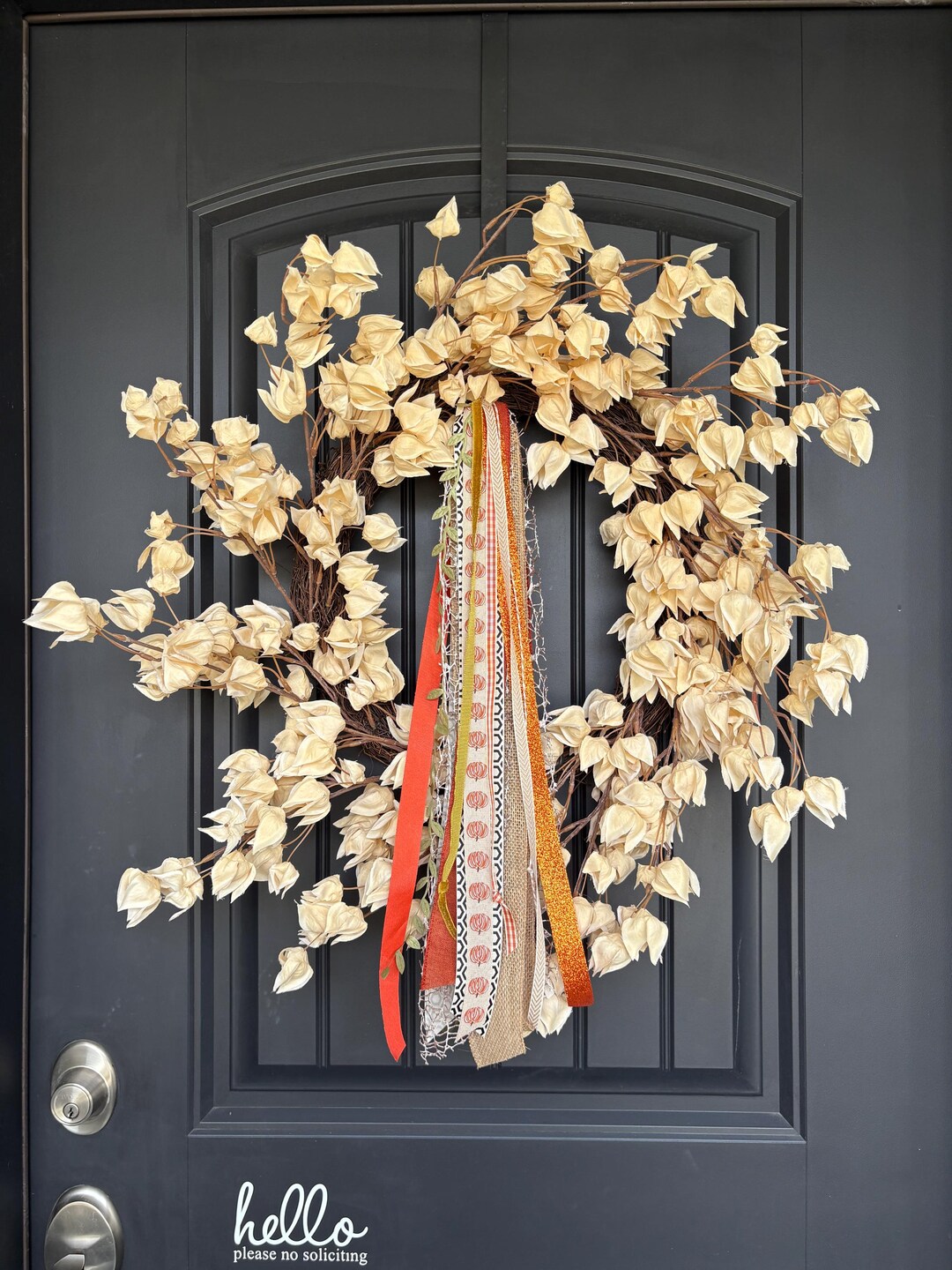 Fall Ribbon Frame Fall Wreath Ribbon Clip, Burlap Pumpkin Ribbon, 22