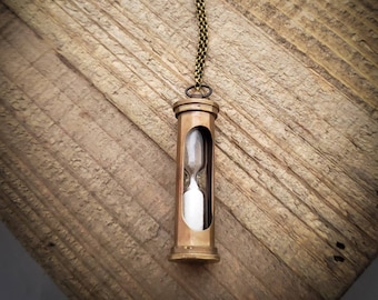 Hour Glass Necklace, Sand Timer, Old-Fashioned, Steampunk, Nautical, Men's, Women's