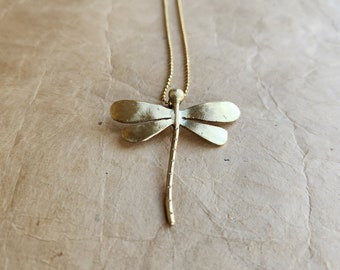 Dragon Fly Brass Necklace on Dainty Ball Chain