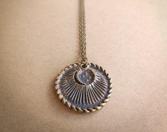 Sun, Moon Pendant Necklace