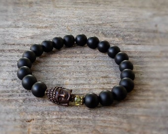 Onyx Buddha Bracelet, Boho, Yoga, Indie, Men's Bracelet,  Women's Bracelet