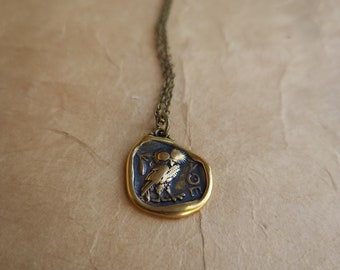 Athena Coin Necklace, Greek, Mythology, Owl Necklace