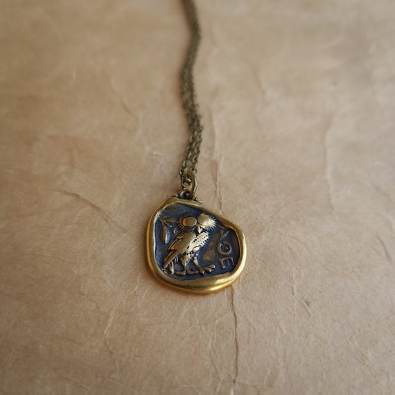 Athena Coin Necklace, Greek, Mythology, Owl Necklace