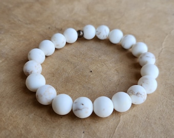 Howlite Bracelet, White Stone, Men, Women