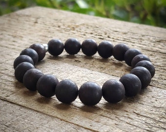 Black Eaglewood Beaded Bracelet, Wood, Men's, Women's