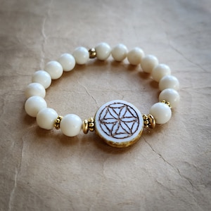Sacred Geometry Bracelet, Mandala, Beaded Bracelet, Czech Glass, Gemstone