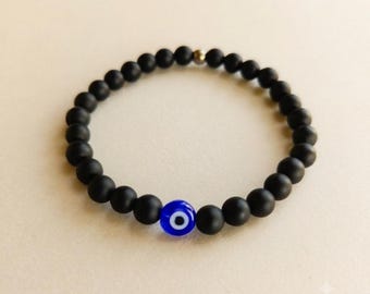 Evil Eye bracelet,  Onyx spiritual bracelet