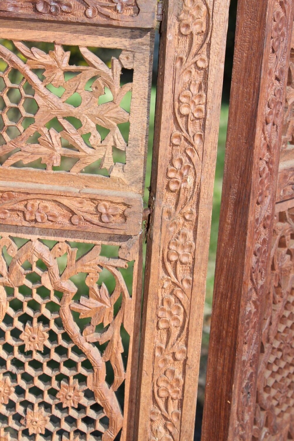 ANTIQUE HAND CARVED Teak RoseWood Room Divider Screens x3 Etsy