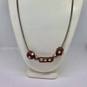 2 strand  Piano Wire Necklace - Stretchy Beaded Necklace - Gift For Her - Fimo Beaded Necklace - Bo Ho Necklace - Two Strand Handmade