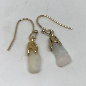 Opal earrings - Opal Dangle earrings- Opal jewelry - Opal and Gold earrings - Goldfilled Opal earrings - Good luck opal- Great Gift