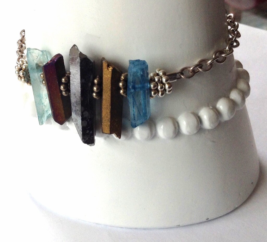 Rainbow Crystal Bracelet Sterling Quartz Bracelet Rainbow Quartz