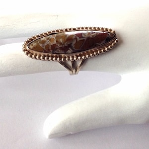 Jasper Ring - Sterling Gemstone Ring - Big Statement Ring - Silver Stone Ring - Cabachon Jasper Ring- Size 6 1/2  Silver Ring - Artisan Ring