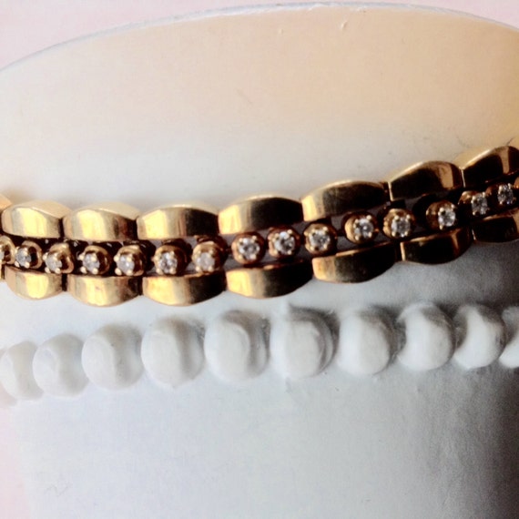 Diamond Tennis Bracelet - 14k Gold Bracelet - Vin… - image 3