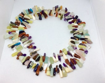 Gemstone necklace - Amethyst-Aventurine-rosequartz-turquoise-tigereye -Goldstone-carnelian-Quartz-sodalite- multistone long necklace -