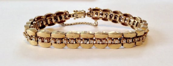 Diamond Tennis Bracelet - 14k Gold Bracelet - Vint