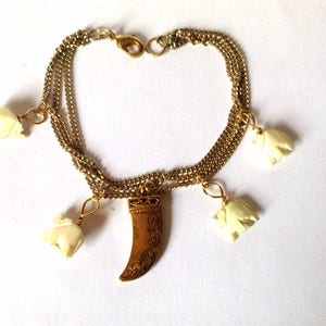 Elephant Charm Bracelet- Gold Tusk Elephant Bracelet - Gold Charm Bracelet - Gift For Her- Girlfriend Gift - Graduation Gift- White Elephant
