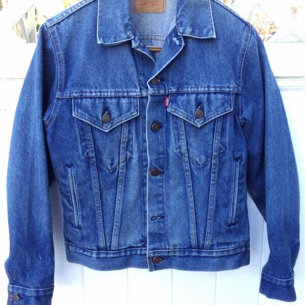 Levi Jean Jacket - Vintage Levi Jacket Sz. Small- Distressed Denim Jacket - Gift For Her - Gift For Him - Blue Jean Jacket- Christmas Gift