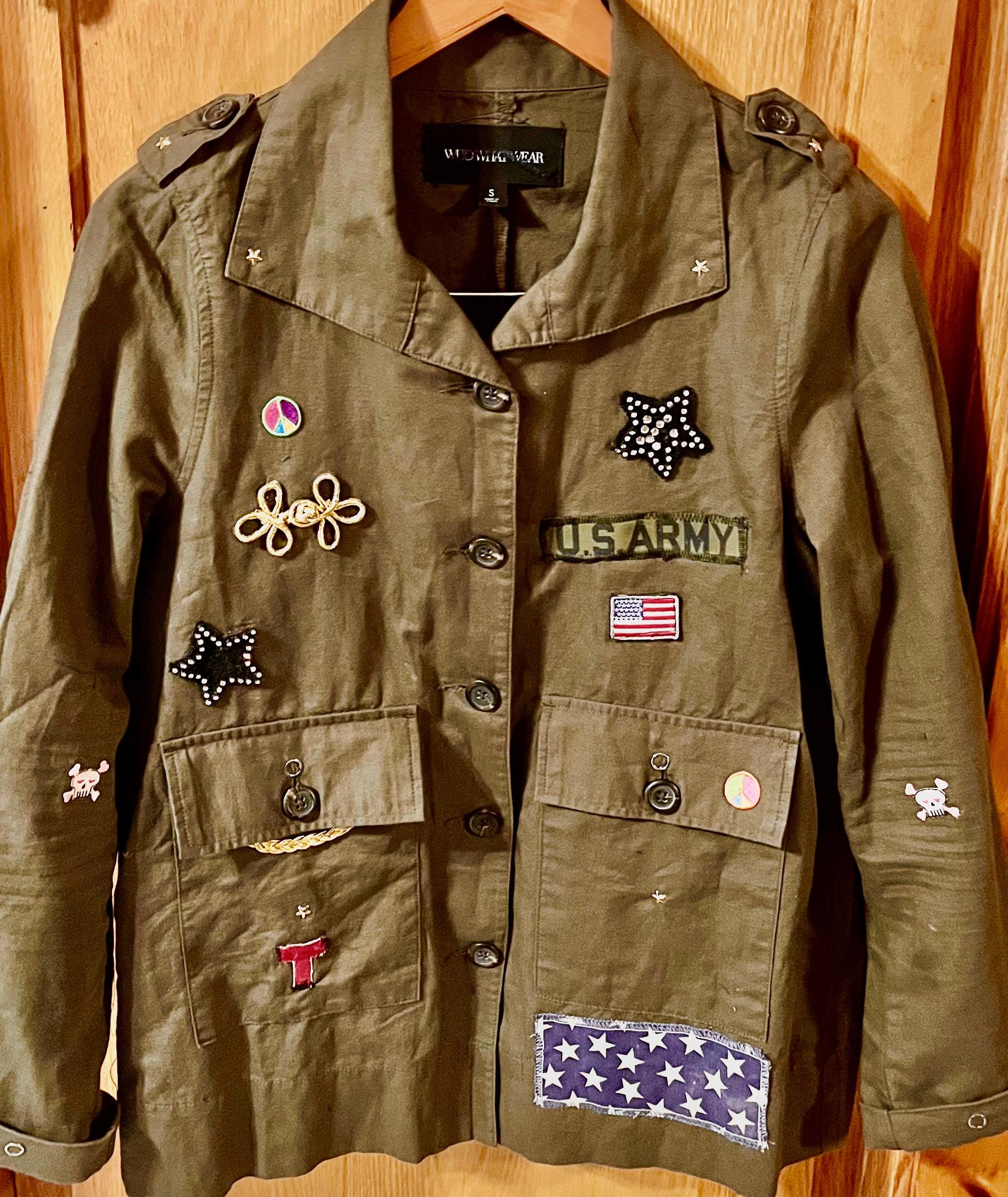 Vintage Army Jacket-decorated-patched Army Jacket