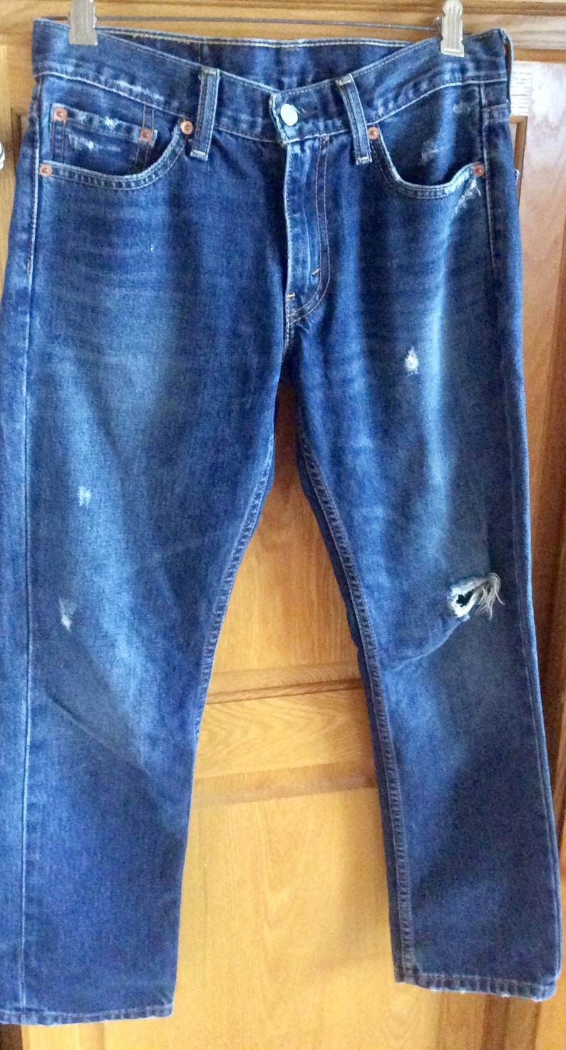 Vintage Levi jeans sz 34/32 Distressed Levi Jeans Levi 511 blue jeans Men's Levi jeans Boyfriend gift Girlfriend Gift image 6