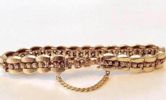 Diamond Tennis Bracelet - 14k Gold Bracelet - Vin… - image 4