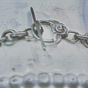 Black And Silver Bracelet- Rose Toggle Sterling Bracelet - Silver Chain Bracelet - Artsy Black Bracelet - Custom Gift- Handmade Artisan image 4