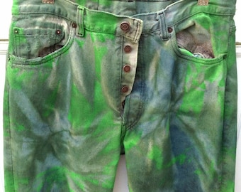 Vaqueros Levi 501 - Vaqueros Levi teñidos - Vaqueros Levi para hombre - Vaqueros desgastados - Vaqueros Levi de colores - Vaqueros Levi vintage - Vaqueros Levi pintados