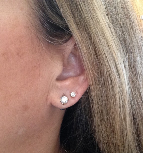 Diamond Earring - Diamond Stud - 14k Diamond Stud… - image 2