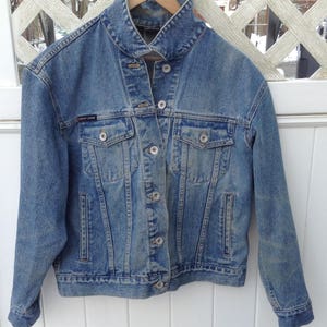 Vintage Jean Jacket DKNY Sz. Small - Blue Denim womans charter Club dark jean jacket sz XL-Distressed Jean Jacket