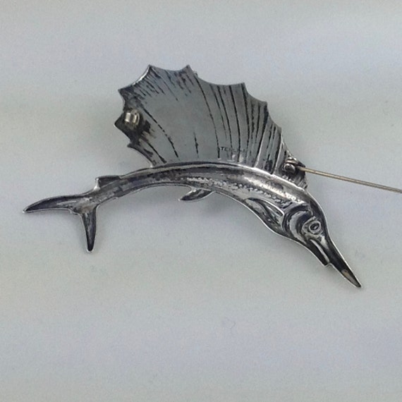 Vintage Sterling Silver Sailfish Pin - image 4