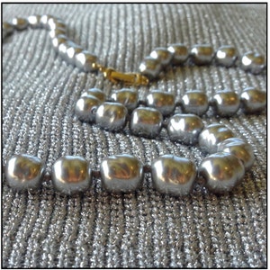 Estate Silver Faux Pearl Necklace