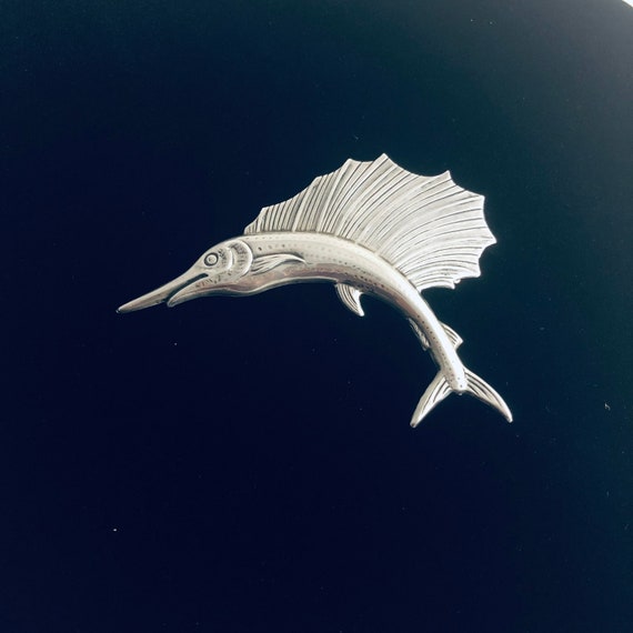 Vintage Sterling Silver Sailfish Pin - image 9