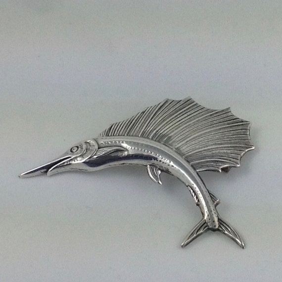 Vintage Sterling Silver Sailfish Pin - image 2