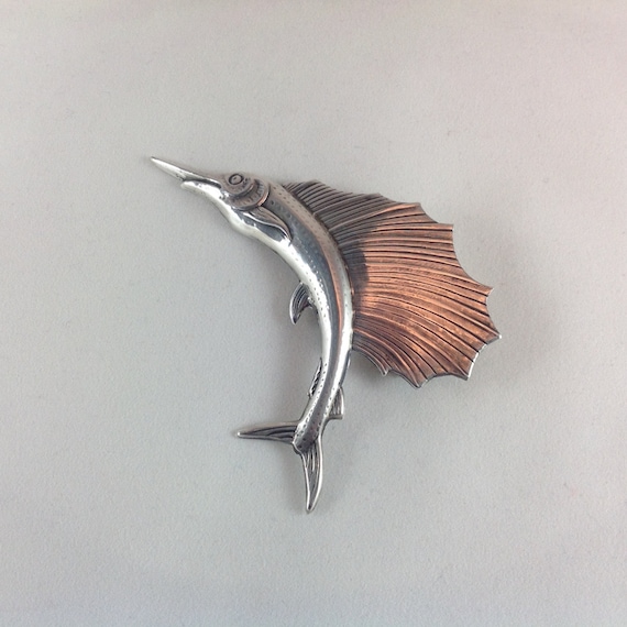 Vintage Sterling Silver Sailfish Pin - image 3
