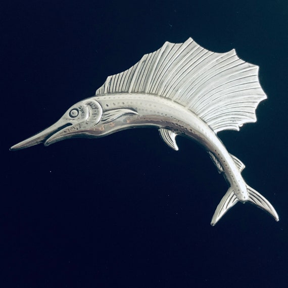 Vintage Sterling Silver Sailfish Pin - image 10