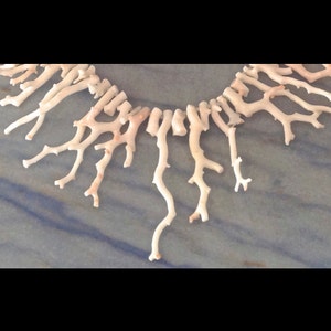 Natural White Coral Branch Necklace with mabe pearl set in sterling silver box clasp