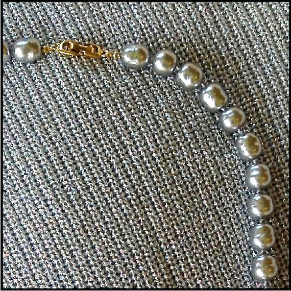 Estate Silver Faux Pearl Necklace - image 4