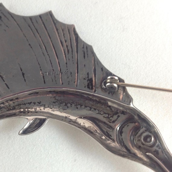 Vintage Sterling Silver Sailfish Pin - image 5