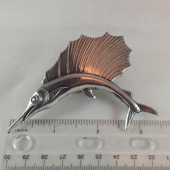 Vintage Sterling Silver Sailfish Pin - image 1