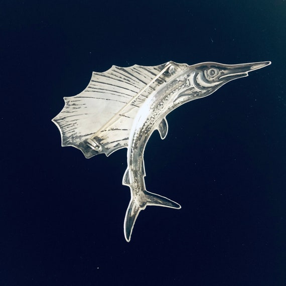 Vintage Sterling Silver Sailfish Pin - image 8