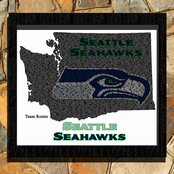 Personalized Customized Seattle Seahawks Name Poster Sport Banner with Frame