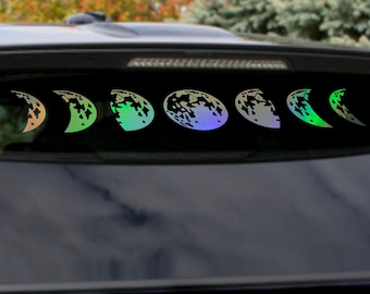 Lunar Phase Faded Decal Holographic Sticker Waterproof Indoor Outdoor Use