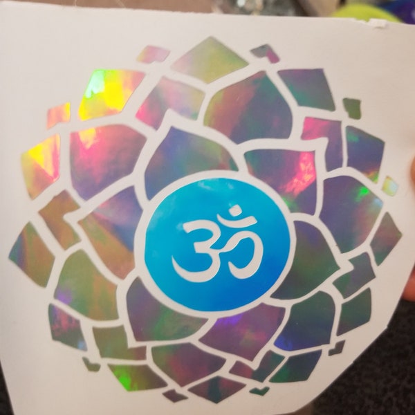 Color Shifting Vinyl Decal Thousand Petal Lotus Ohm // Natural Crystal // Car Decal // Window Decal // Multiple Surface Decal