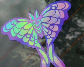 Holographic Moon Moth Sticker | Purple Pearl Auto Decal
