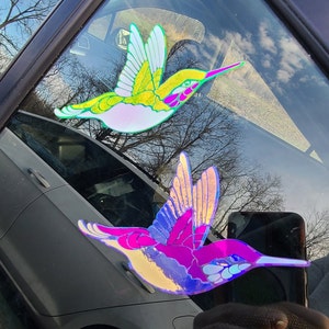 Hummingbird Holographic Decal Outdoor Indoor Use, Bird Watcher, Sticker Lover, Tumbler Window Car Laptop Permanent Color Shifting Vinyl