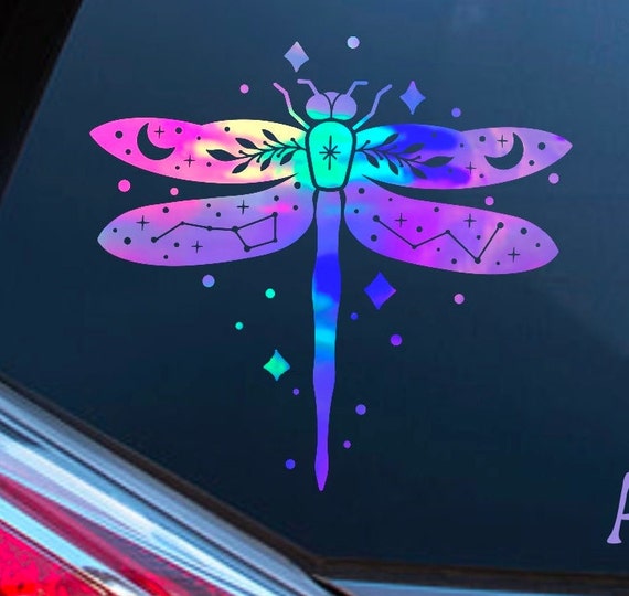 Starry Sky Dragonfly Decal Sticker Holographic Outdoor Indoor Laptop Window Auto Car Custom Size