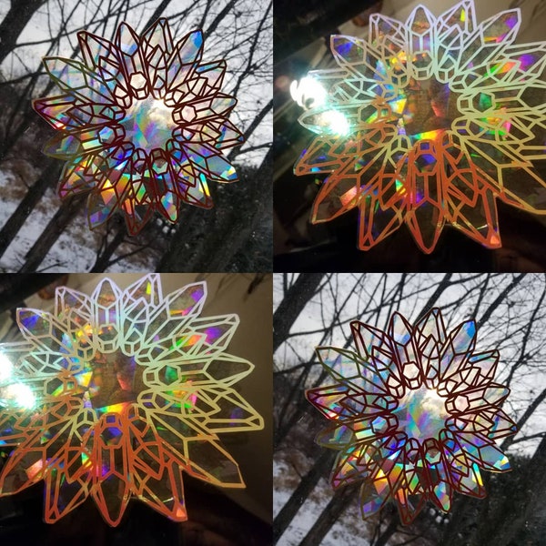 Crystal Wreath Sun Catcher // Raw Crystal Gem Decal // Rainbow Window Film // Cast Rainbows // Easily Removed and Will Restick