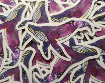 Celestial Whale Transparent Vinly Sticker // Waterproof // 2 Inches // Art